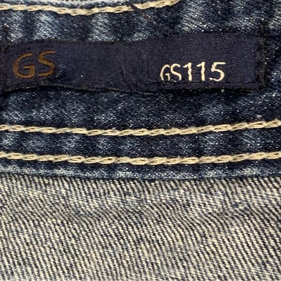 GS115 Mens Jean Shorts Size 42 Bruce Slim Fit Blue Denim Distressed - Picture 7 of 11